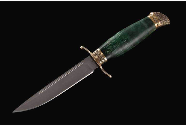 Нож НКВД (булат, стабилизированная карельская береза, литьё латунь)